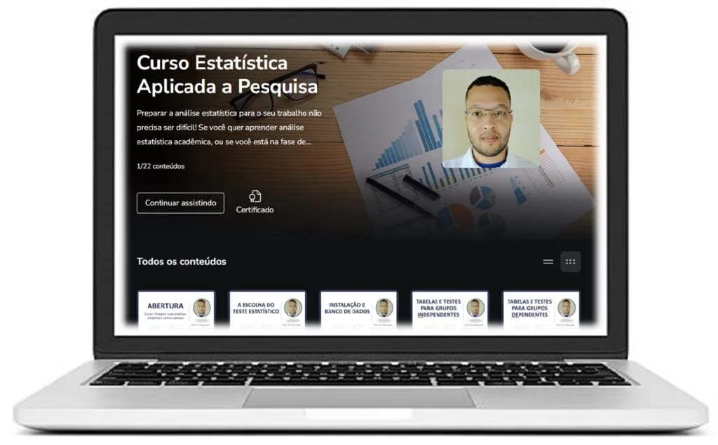 imagem ilustrativa da área de membros do curso de estatística aplicada a pesquisa